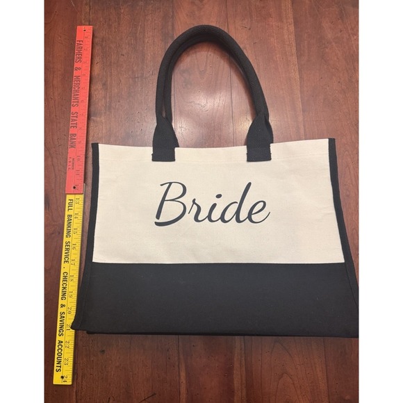 BRIDE gift TOTE! off white/canvas and‎ black - Picture 4 of 5